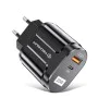 Зарядно устройство Priza USB-A, QC 3.0, USB-C, 20W - Premium (CHPD038) - Черно