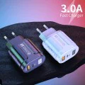 Зарядно устройство Priza USB-A, QC 3.0, USB-C, 20W - Premium (CHPD038) - Черно