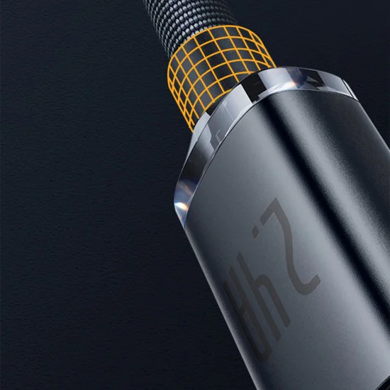 Baseus - Кабел за данни Crystal Shine (CAJY000001) - USB към Lightning, 2.4A, 1.2m - Черен