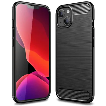 Калъф за iPhone 14 - Карбон силикон - черен