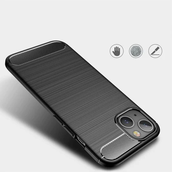 Калъф за iPhone 14 - Карбон силикон - черен