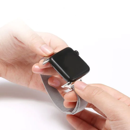 Каишка за Apple Watch 1/2/3/3/4/4/5/5/6/6/7/8/7/8/9/10/10/SE/SE 2 (38/40/41/42 mm ) - Каишка за часовник (W034) - Черна