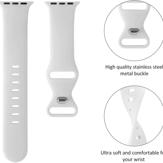 Каишка за Apple Watch 1/2/3/3/4/4/5/5/6/6/7/8/7/8/9/10/10/SE/SE 2 (38/40/41/42 mm ) - Каишка за часовник (W031) - Сив