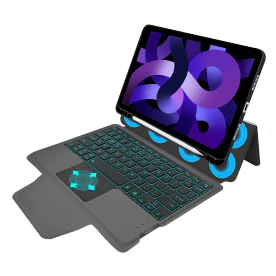 Калъф с клавиатура за iPad Air 4 (2020)/Air 5 (2022)/Air 11 (2024) + Протектор - KeyTab Pro - Черен