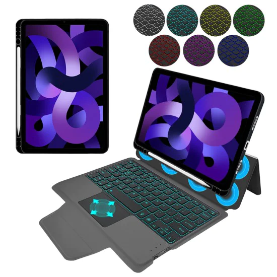 Калъф с клавиатура за iPad Air 4 (2020)/Air 5 (2022)/Air 11 (2024) + Протектор - KeyTab Pro - Черен
