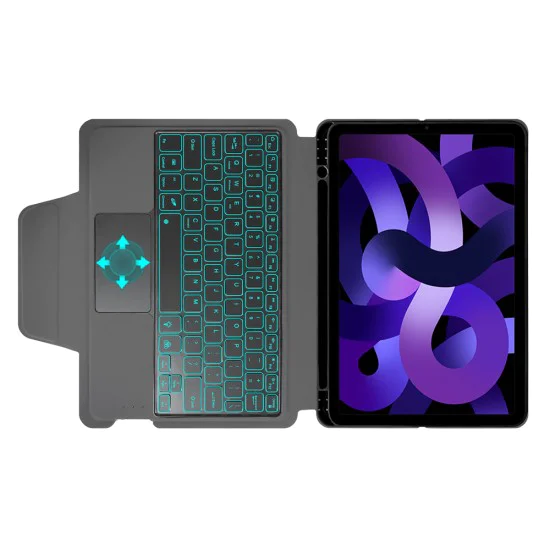 Калъф с клавиатура за iPad Air 4 (2020)/Air 5 (2022)/Air 11 (2024) + Протектор - KeyTab Pro - Черен