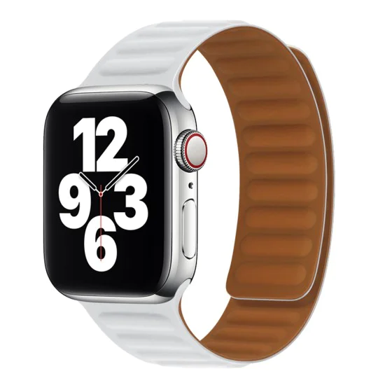 Каишка за Apple Watch 1/2/3/3/4/4/5/5/5/6/6/7/8/7/8/9/10/SE/SE/SE 2/Ultra/Ultra 2 ( 42/44/45/46/49 мм) - Каишка за часовник (W035) - Бяла