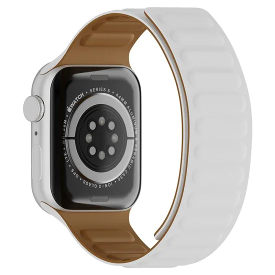Каишка за Apple Watch 1/2/3/3/4/4/5/5/5/6/6/7/8/7/8/9/10/SE/SE/SE 2/Ultra/Ultra 2 ( 42/44/45/46/49 мм) - Каишка за часовник (W035) - Бяла