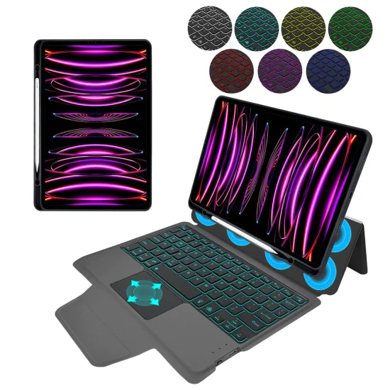Калъф с клавиатура за iPad Pro 11 (2018 / 2020 / 2021 / 2022) + Протектор - KeyTab Pro - черен