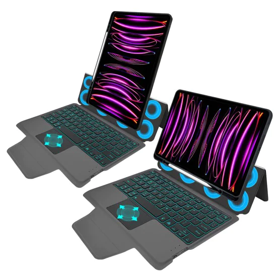 Калъф с клавиатура за iPad Pro 11 (2018 / 2020 / 2021 / 2022) + Протектор - KeyTab Pro - черен