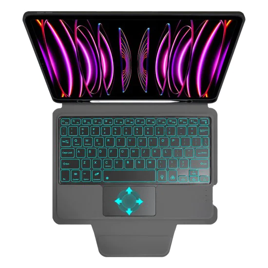 Калъф с клавиатура за iPad Pro 11 (2018 / 2020 / 2021 / 2022) + Протектор - KeyTab Pro - черен