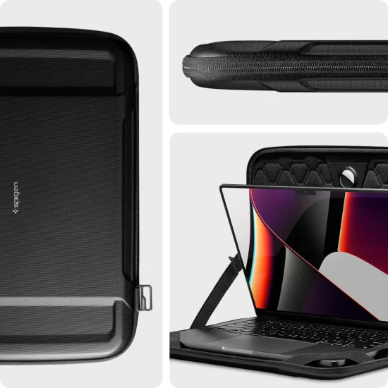 Калъф за лаптоп 13-14 - калъф Spigen - Rugged Armor Pro - черен