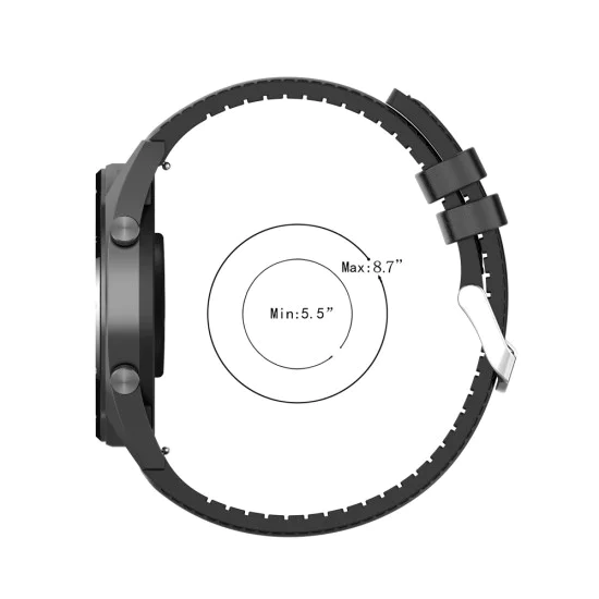 Каишка за Samsung Galaxy Watch (46 мм) / Gear S3, Huawei Watch GT GT / GT 2 / GT 2e / GT 2 Pro / GT 3 (46 мм) - Каишка за часовник 22 мм (W007) - Черна