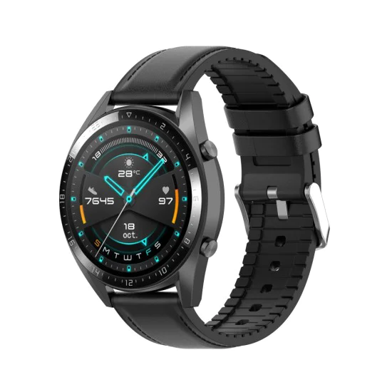 Каишка за Samsung Galaxy Watch (46 мм) / Gear S3, Huawei Watch GT GT / GT 2 / GT 2e / GT 2 Pro / GT 3 (46 мм) - Каишка за часовник 22 мм (W007) - Черна