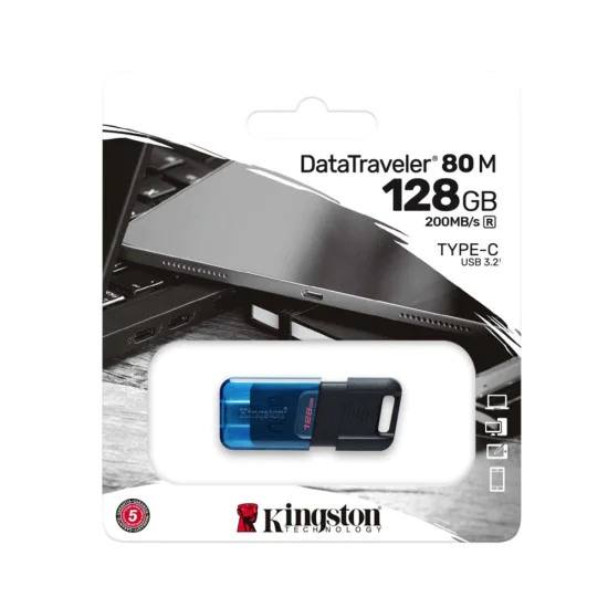 Memory Stick 128GB - Kingston DT80M (DT80M/128GB) - черен и син