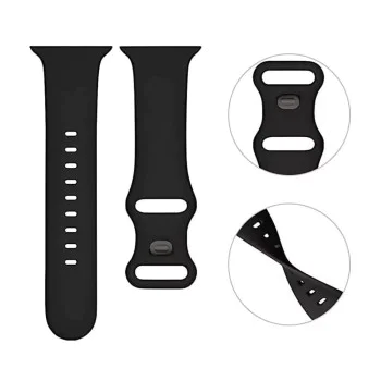 Каишка за часовник за Apple Watch 1/2/3/3/4/4/5/5/5/6/6/7/8/7/8/9/10/SE/SE/SE 2/Ultra/Ultra 2 (42/44/45/46/49 мм) - Каишка за часовник (W031) - Черна