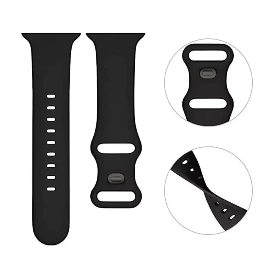 Каишка за часовник за Apple Watch 1/2/3/3/4/4/5/5/5/6/6/7/8/7/8/9/10/SE/SE/SE 2/Ultra/Ultra 2 (42/44/45/46/49 мм) - Каишка за часовник (W031) - Черна