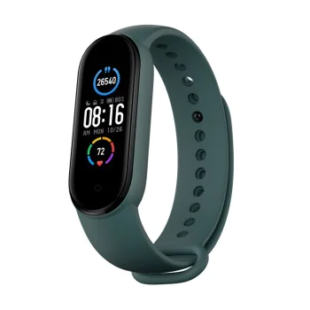 Каишка за Xiaomi Mi Band 5 / 5 NFC / 6 / 6 NFC / Amazfit Band 5 - Каишка за часовник (W013) - Тъмно зелен
