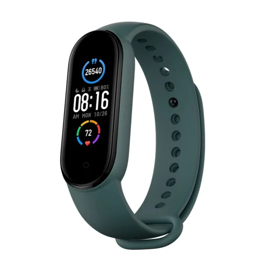 Каишка за Xiaomi Mi Band 5 / 5 NFC / 6 / 6 NFC / Amazfit Band 5 - Каишка за часовник (W013) - Тъмно зелен
