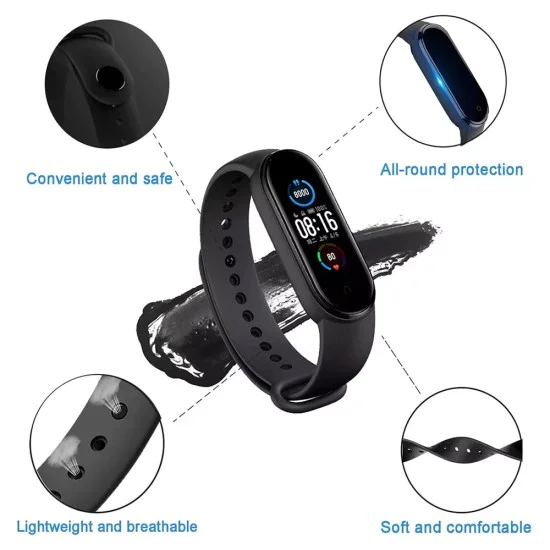 Каишка за Xiaomi Mi Band 5 / 5 NFC / 6 / 6 NFC / Amazfit Band 5 - Каишка за часовник (W013) - Тъмно червена