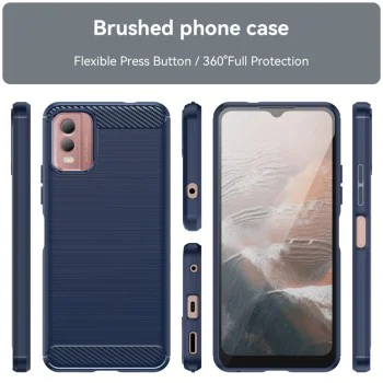 Калъф за Nokia C32 - Carbon Silicone - Blue