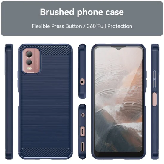 Калъф за Nokia C32 - Carbon Silicone - Blue