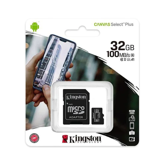 Карта памет с адаптер, 32GB - Kingston Canvas Select Plus (SDCS2/32GB) - Черен