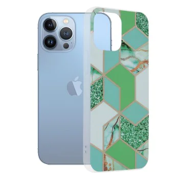 Калъф за iPhone 13 Pro Max - Серия Marble - Green Hex