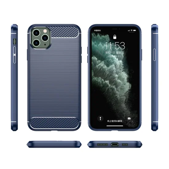 Калъф за iPhone 11 Pro Max - Carbon Silicone - Blue