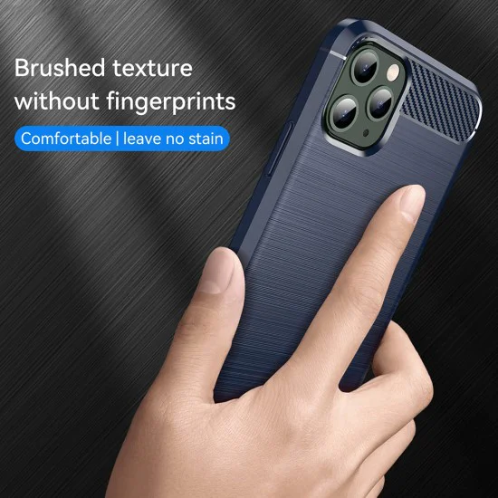 Калъф за iPhone 11 Pro Max - Carbon Silicone - Blue