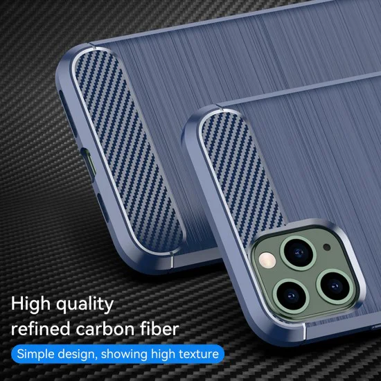 Калъф за iPhone 11 Pro Max - Carbon Silicone - Blue