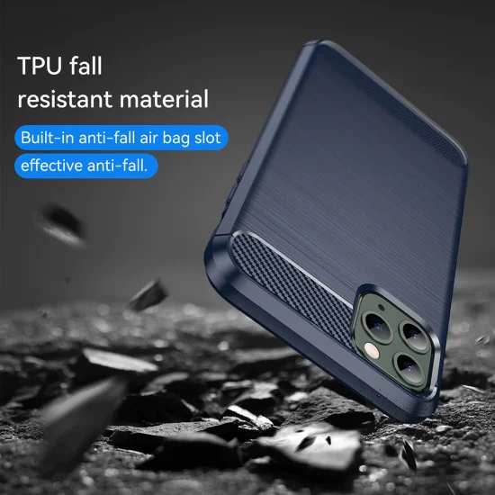 Калъф за iPhone 11 Pro Max - Carbon Silicone - Blue