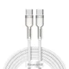 Кабел Type-C към Type-C, супер бързо зареждане, 100W, 480Mbps, 20V, 5A, 1m - Baseus Cafule Series Metal (CATJK-C02) - бял