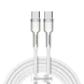 Кабел Type-C към Type-C, супер бързо зареждане, 100W, 480Mbps, 20V, 5A, 1m - Baseus Cafule Series Metal (CATJK-C02) - бял