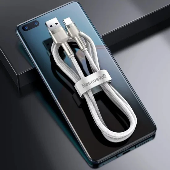 USB към Type-C кабел за данни, 66 W, 1 m - Baseus Cafule Series Metal (CAKF000102) - Бял