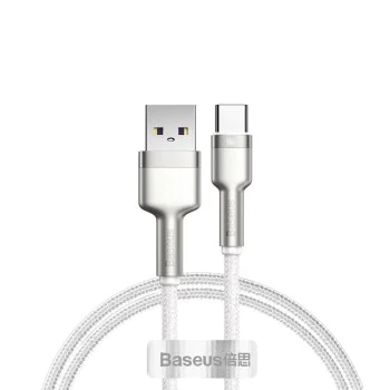 USB към Type-C кабел за данни, 66 W, 1 m - Baseus Cafule Series Metal (CAKF000102) - Бял