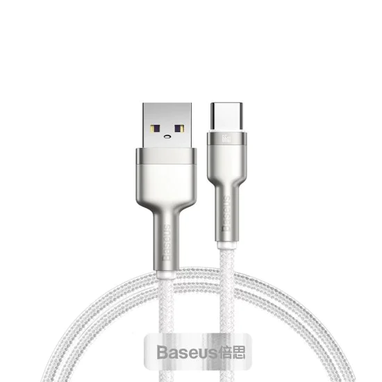 USB към Type-C кабел за данни, 66 W, 1 m - Baseus Cafule Series Metal (CAKF000102) - Бял