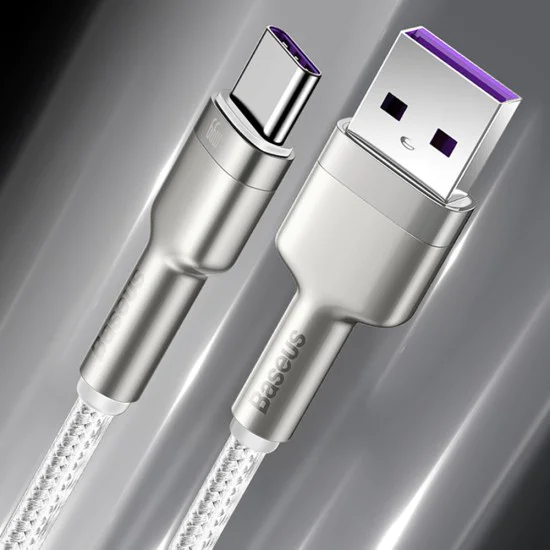 USB към Type-C кабел за данни, 66 W, 1 m - Baseus Cafule Series Metal (CAKF000102) - Бял