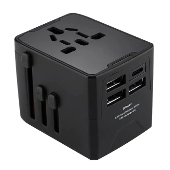 3 x USB, Type-C, EU, UK, AUS, US - (HHT904) - черен