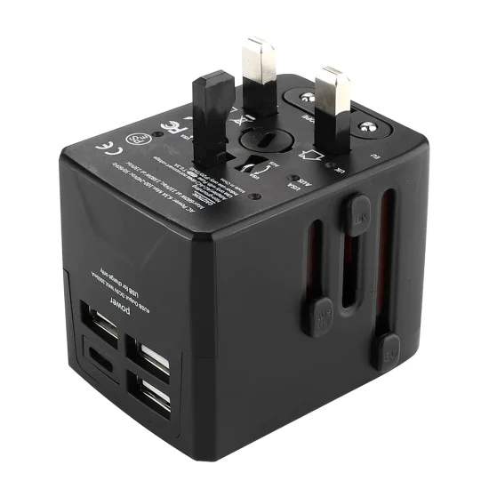 3 x USB, Type-C, EU, UK, AUS, US - (HHT904) - черен