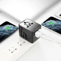 3 x USB, Type-C, EU, UK, AUS, US - (HHT904) - черен