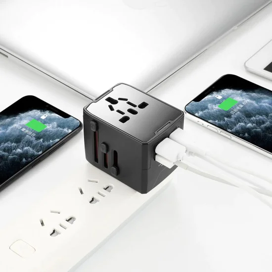 3 x USB, Type-C, EU, UK, AUS, US - (HHT904) - черен
