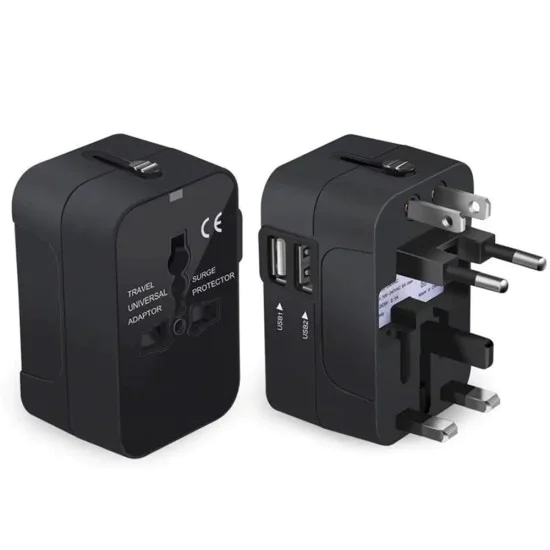 Адаптер за 2 x USB, EU, UK, AUS, US - (HHT202) - Черен