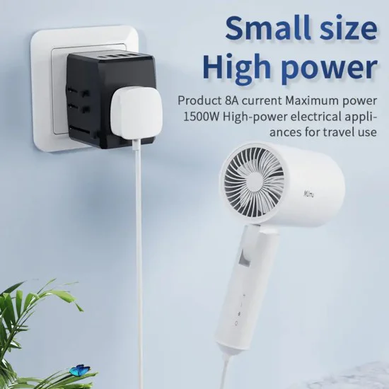Захранващ адаптер PD15W, 3 x USB, Type-C, EU, UK, AUS, US - (HHT904) - Черен