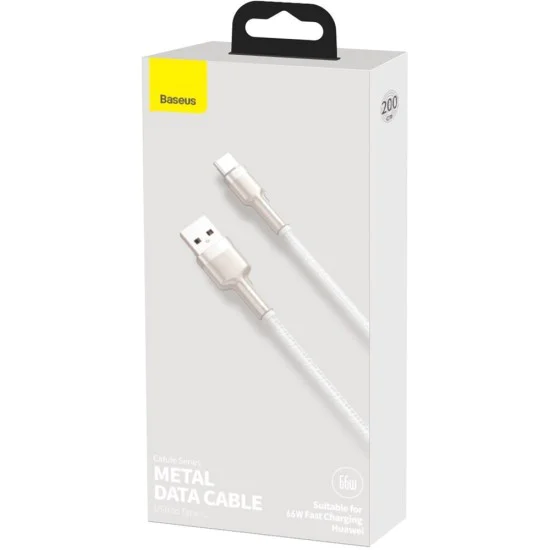 USB към Type-C кабел за данни 66W, 2m - Baseus Cafes (CAKF000202) - бял
