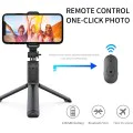 Bluetooth стабилизиран селфи стик, 101 см - Дистанционно управление и монтиране на статив (Q01) - Черен