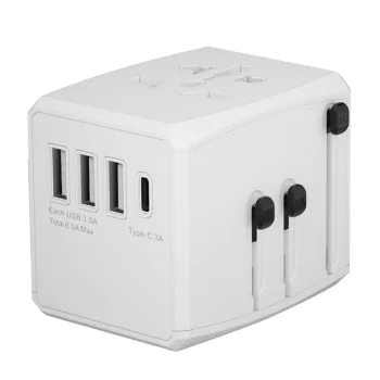 Захранващ адаптер PD30W, 3 x USB, Type-C, EU, UK, AUS, US - (HHT904) - Бял
