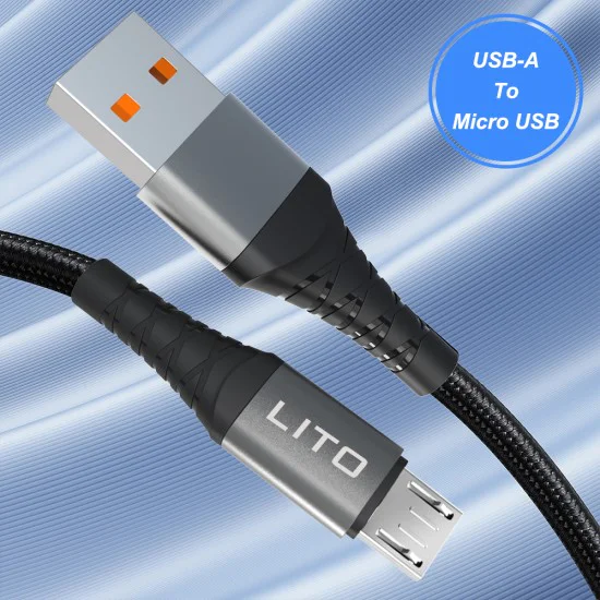 USB към Micro-USB кабел, 2.4A, 1m - Lito (LD08V) - черен