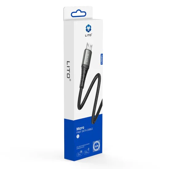 USB към Micro-USB кабел, 2.4A, 1m - Lito (LD08V) - черен
