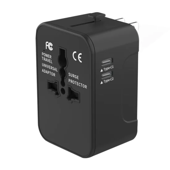 Адаптер за 2 x USB-C, EU, UK, AUS, US - (HHT202-2C) - черен